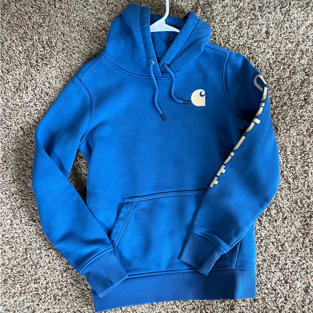 Carhartt Blue Logo Pullover Hoodie
